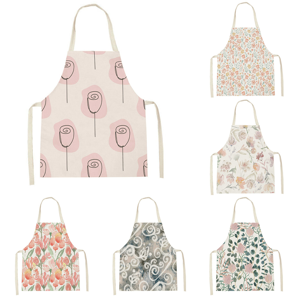 Home Cooking Meals - Pink tulip kitchen apron Cleaning floral