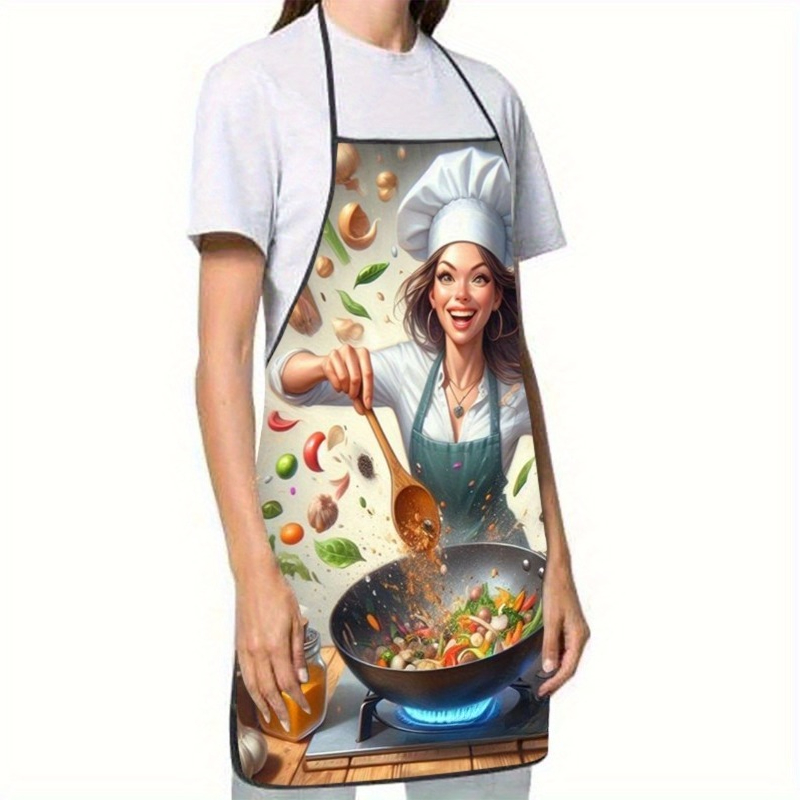 Home Cooking Meals - Vegetable Cooking Print Apron, Durable &