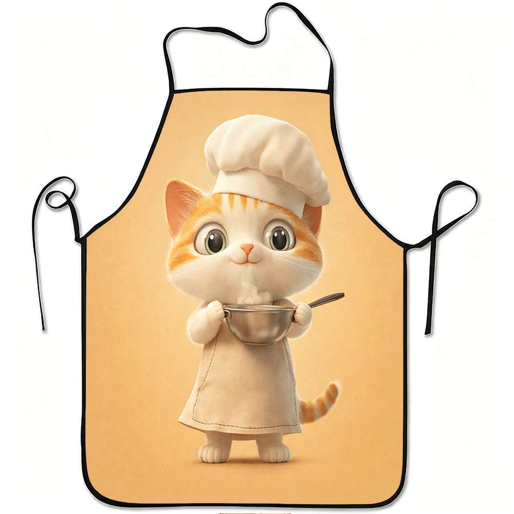 Mom'S Home Cooking - Cute Chef Cat Apron, Adorable Kitten