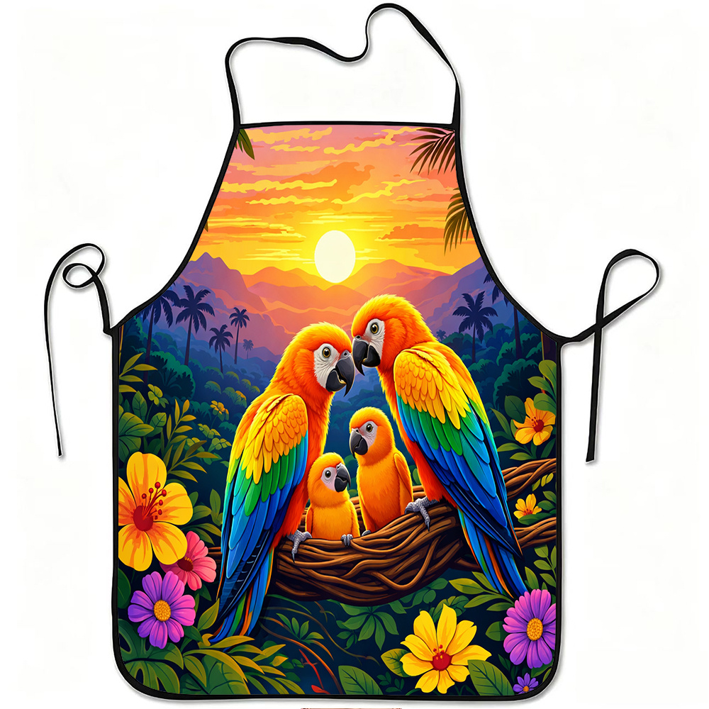 Colorful Parrot Family Apron,  - Mom'S Home Cooking recension och pris