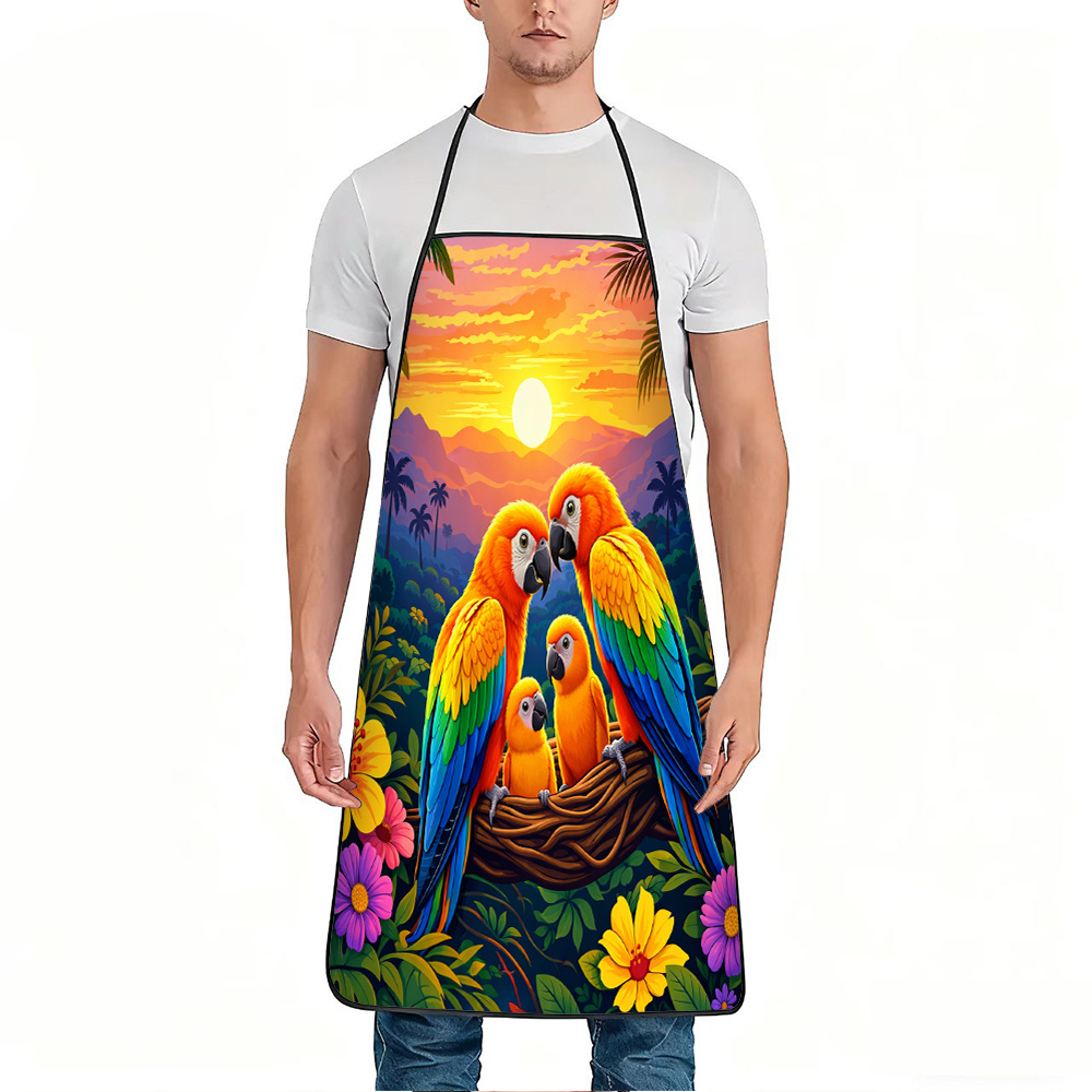 Colorful Parrot Family Apron,  - Mom'S Home Cooking recension och pris