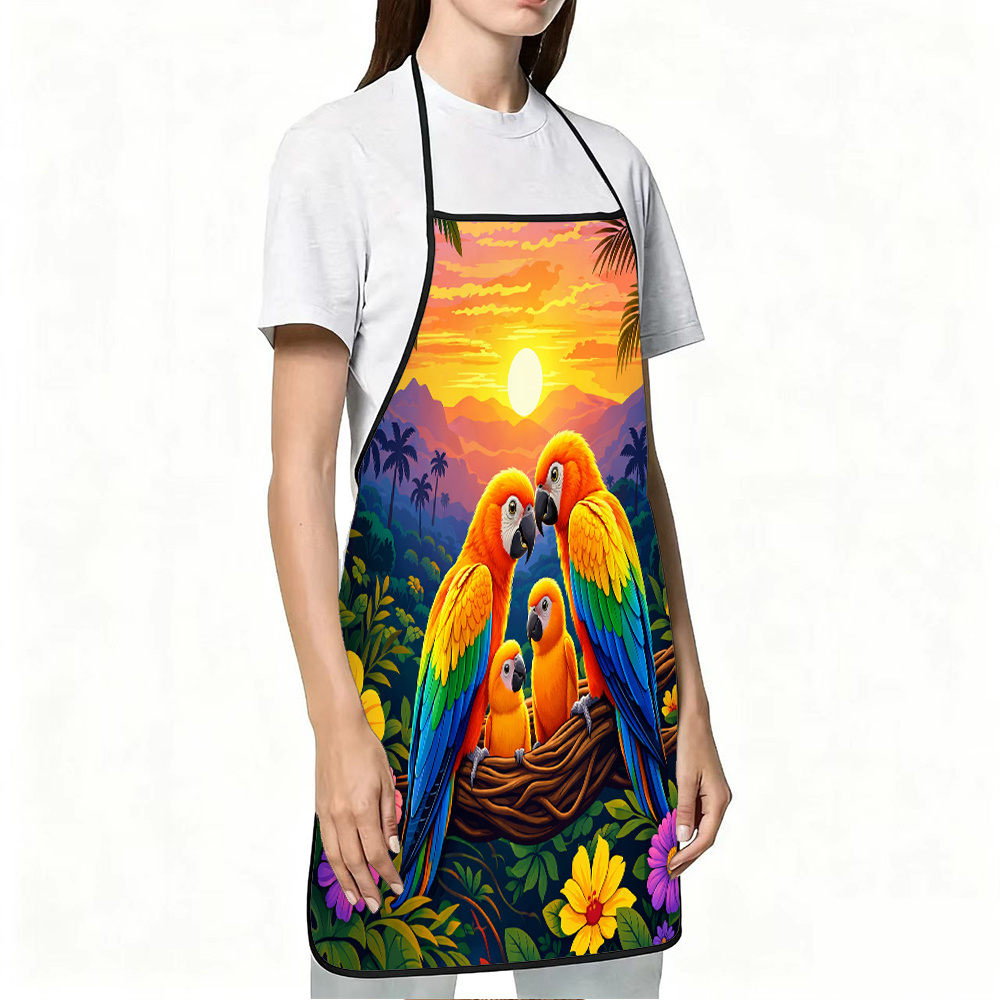 Colorful Parrot Family Apron,  - Mom'S Home Cooking recension och pris